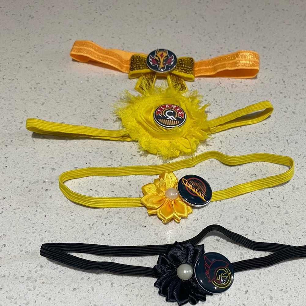Calgary Flames hockey new baby girl headbands